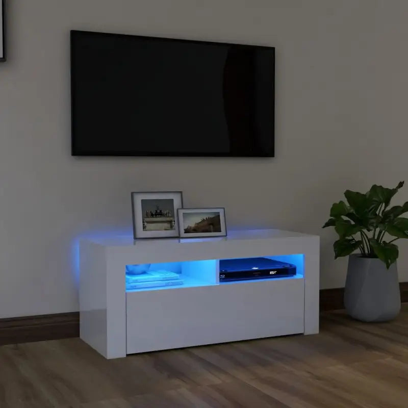 Tv-meubel met rgb led-verlichting en trendy duurzaam ontwerp - Hoogglans wit / 1 - Tv-meubels