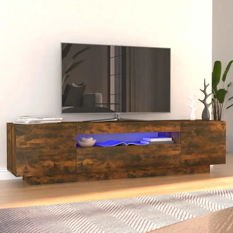 Tv-meubel met RGB LED-verlichting en trendy duurzaam ontwerp - Gerookt eiken / 1 - Tv-meubels