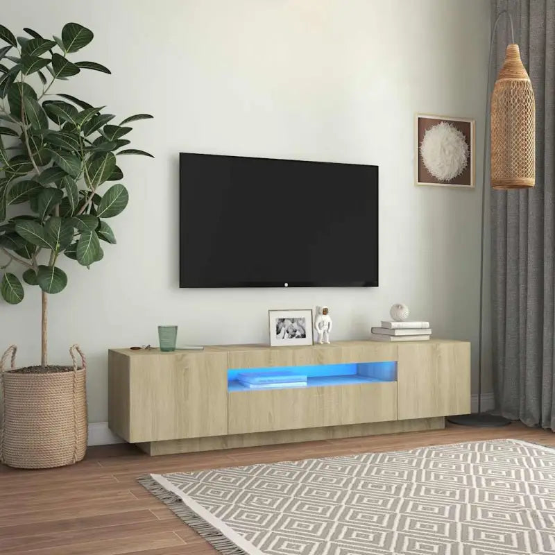 Tv-meubel met RGB LED-verlichting en trendy duurzaam ontwerp - Sonoma eiken / 1 - Tv-meubels