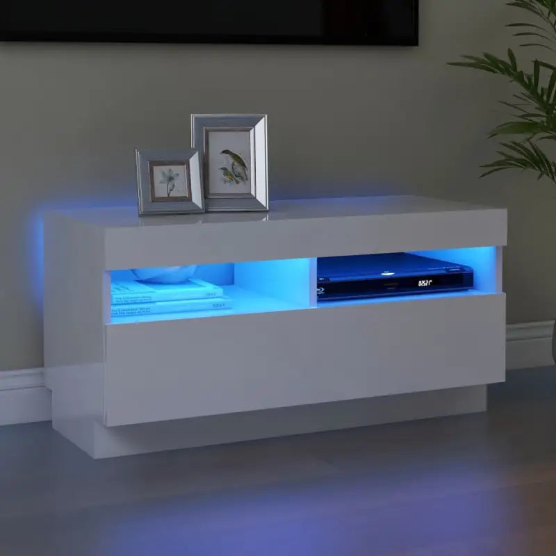 Tv-meubel met RGB LED-verlichting en trendy praktisch ontwerp - Hoogglans wit / 1 / 80 cm - Tv-meubels