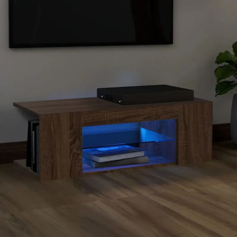 Tv-meubel met rgb led-verlichting en trendy praktisch ontwerp - bruin eikenkleur / 1 - Tv-meubels