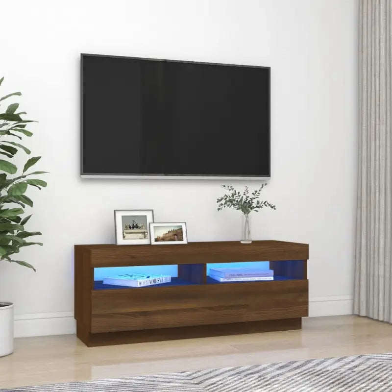 Tv-meubel met RGB LED-verlichting en trendy praktisch ontwerp - bruin eikenkleur / 1 / 100 cm - Tv-meubels