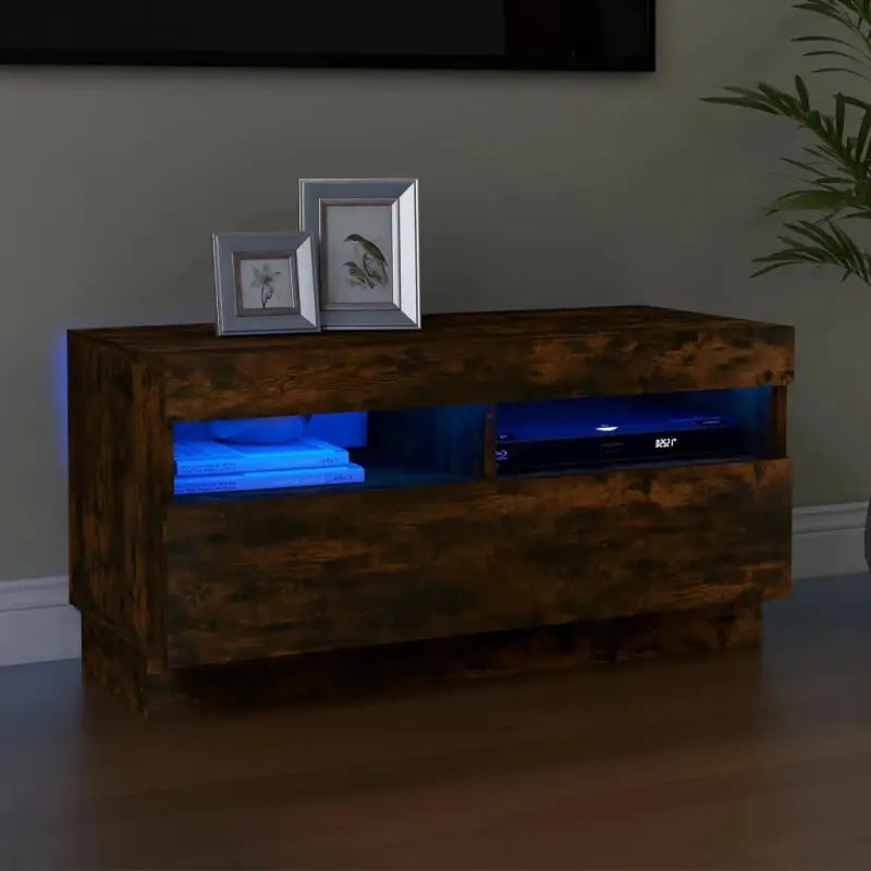 Tv-meubel met RGB LED-verlichting en trendy praktisch ontwerp - Gerookt eiken / 1 / 80 cm - Tv-meubels
