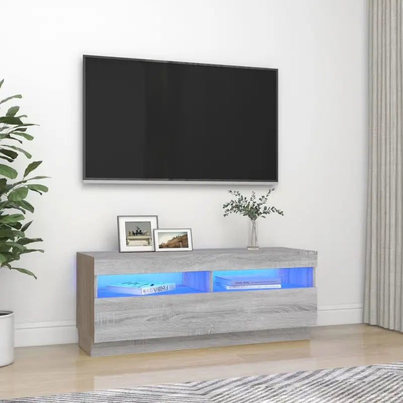 Tv-meubel met RGB LED-verlichting en trendy praktisch ontwerp - Grijs sonoma / 1 / 100 cm - Tv-meubels