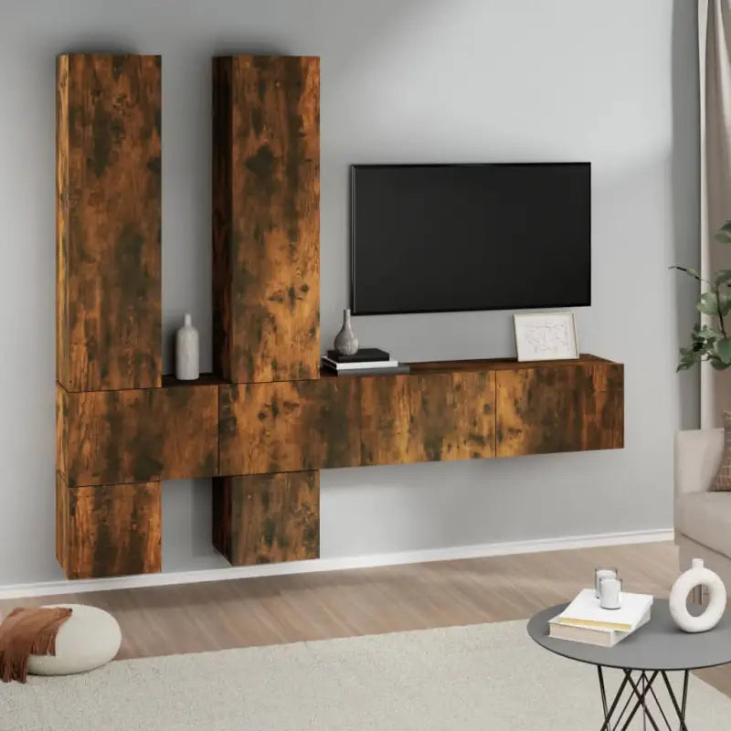 Tv-meubel met strak design van bewerkt hout dat gemakkelijk schoon - Gerookt eiken / 1 - Tv-meubels