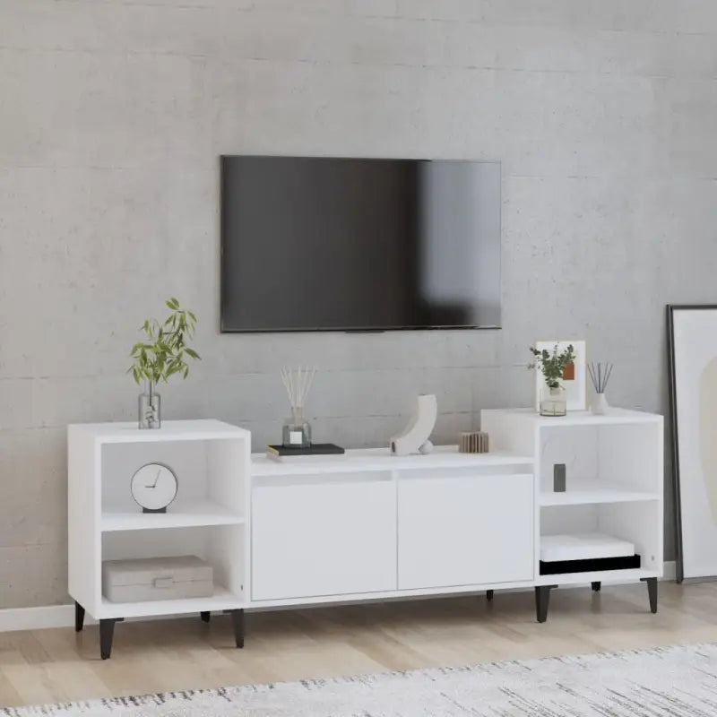Tv-meubel van bewerkt hout in grijs sonoma met stevig en stijlvol design - Wit / 1 - Tv-meubels