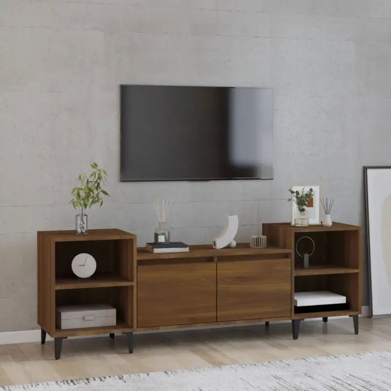 Tv-meubel van bewerkt hout in grijs sonoma met stevig en stijlvol design - bruin eikenkleur / 1 - Tv-meubels