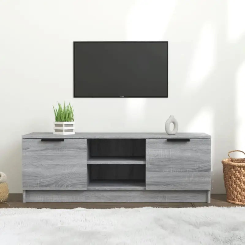 Tv-meubel van bewerkt hout in grijs sonoma met strak design - Grijs sonoma / 1 - Tv-meubels