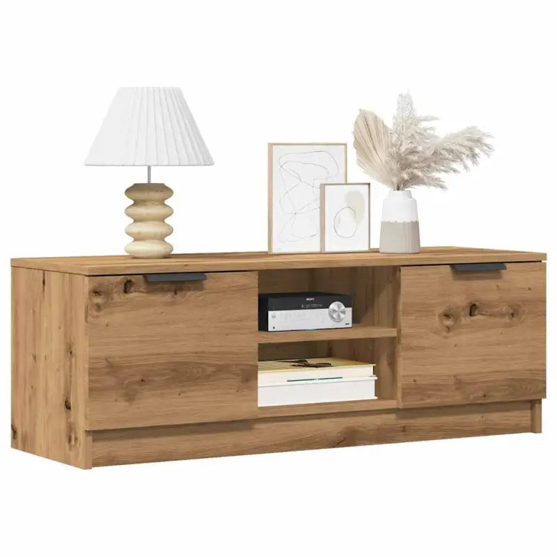 Tv-meubel van bewerkt hout in grijs sonoma met strak design - artisanaal eikenkleurig / 1 - Tv-meubels