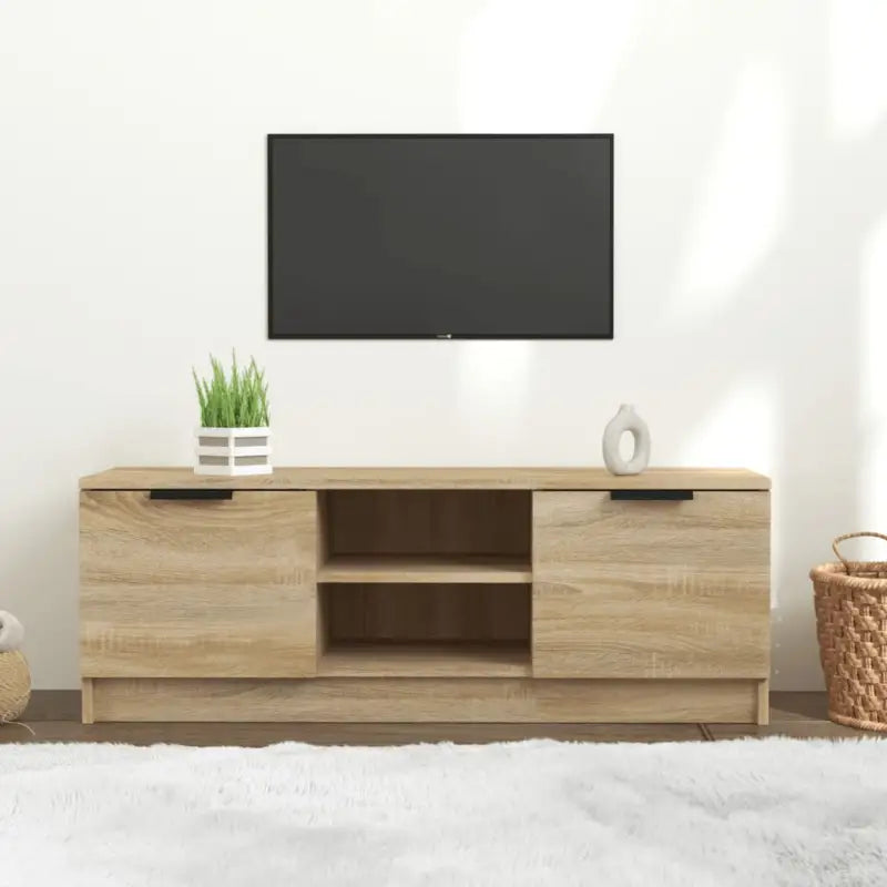 Tv-meubel van bewerkt hout in grijs sonoma met strak design - Sonoma eiken / 1 - Tv-meubels