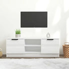 Tv-meubel van bewerkt hout in grijs sonoma met strak design - Hoogglans wit / 1 - Tv-meubels