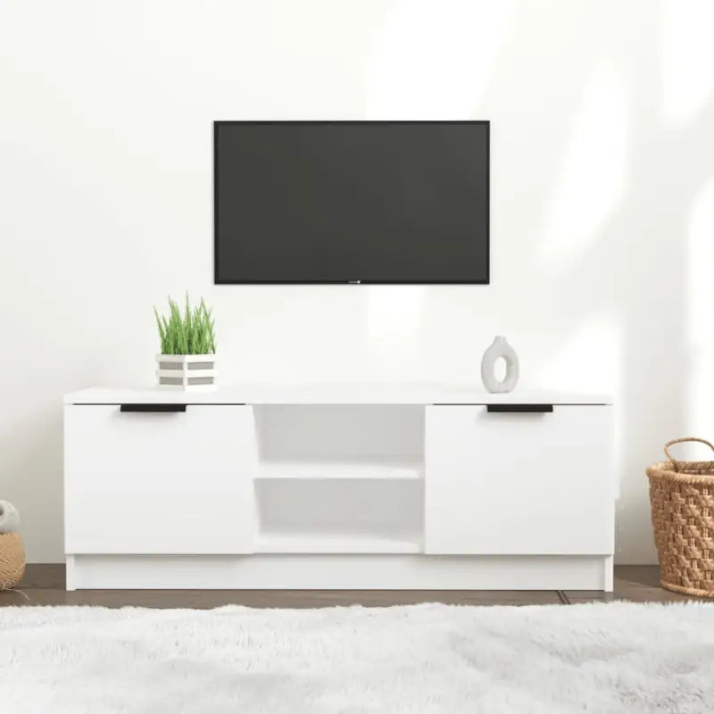 Tv-meubel van bewerkt hout in grijs sonoma met strak design - Wit / 1 - Tv-meubels