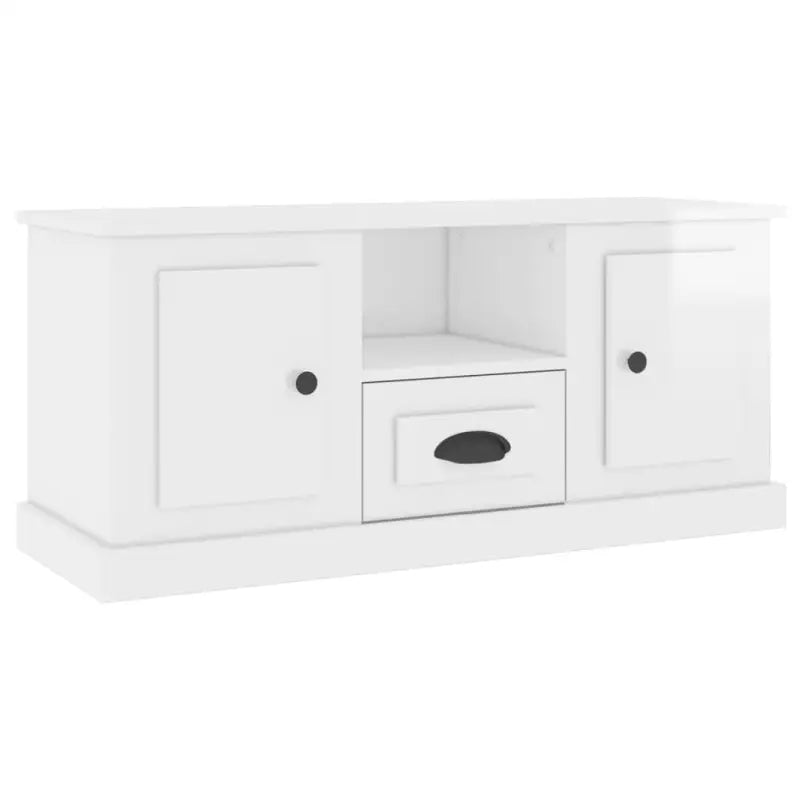 Tv-meubel van bewerkt hout in hoogglans wit met trendy design - Tv-meubels