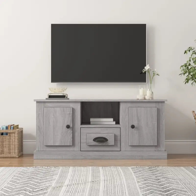 Tv-meubel van bewerkt hout in hoogglans wit met trendy design - Grijs sonoma / 1 - Tv-meubels