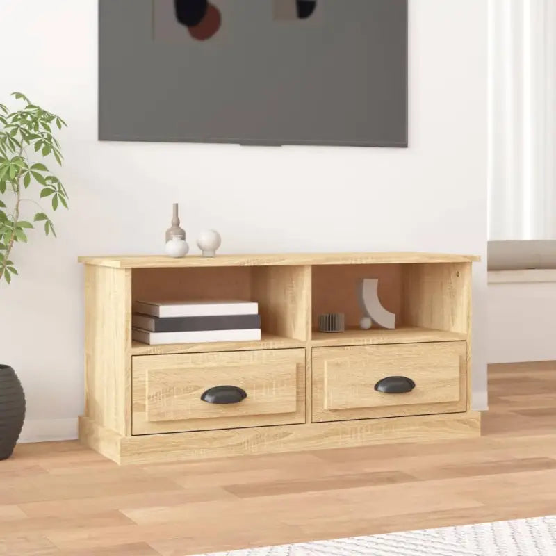 Tv-meubel van bewerkt hout in hoogglans wit voor een trendy uitstraling - Sonoma eiken / 1 - Tv-meubels