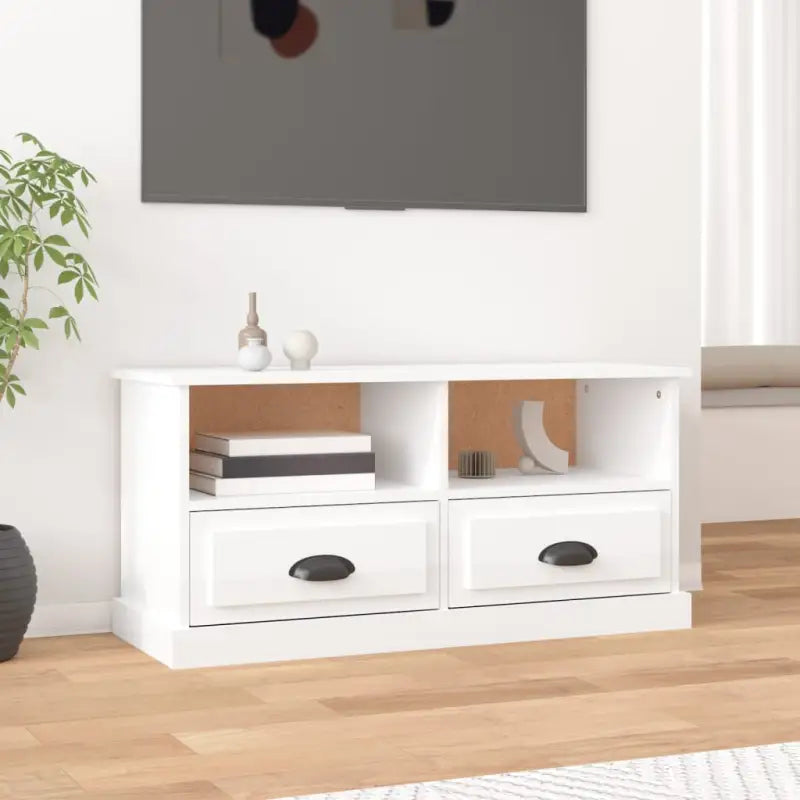 Tv-meubel van bewerkt hout in hoogglans wit voor een trendy uitstraling - Hoogglans wit / 1 - Tv-meubels