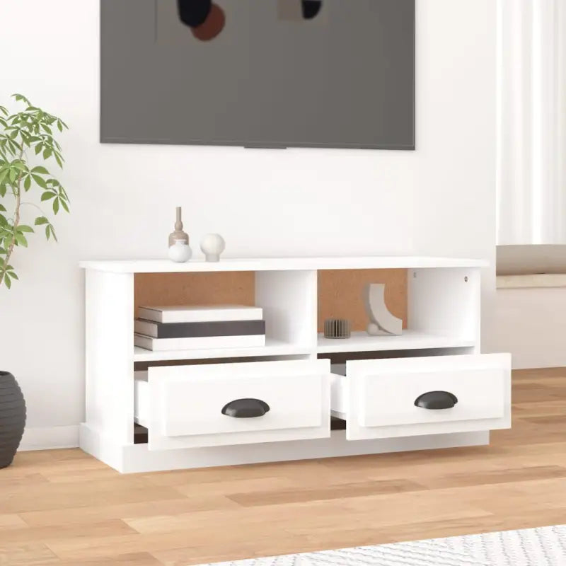 Tv-meubel van bewerkt hout in hoogglans wit voor een trendy uitstraling - Tv-meubels