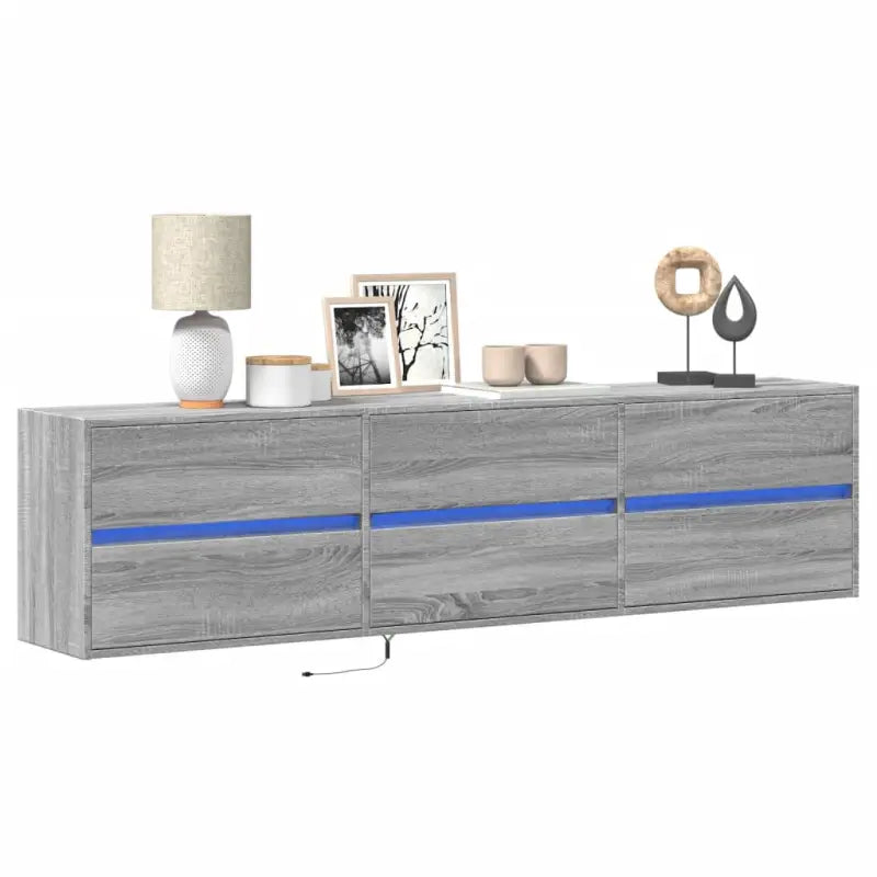 Tv-meubel van bewerkt hout in Sonoma Eiken voor duurzame opbergruimte - Grijs sonoma / 1 / 180 cm - Tv-meubels