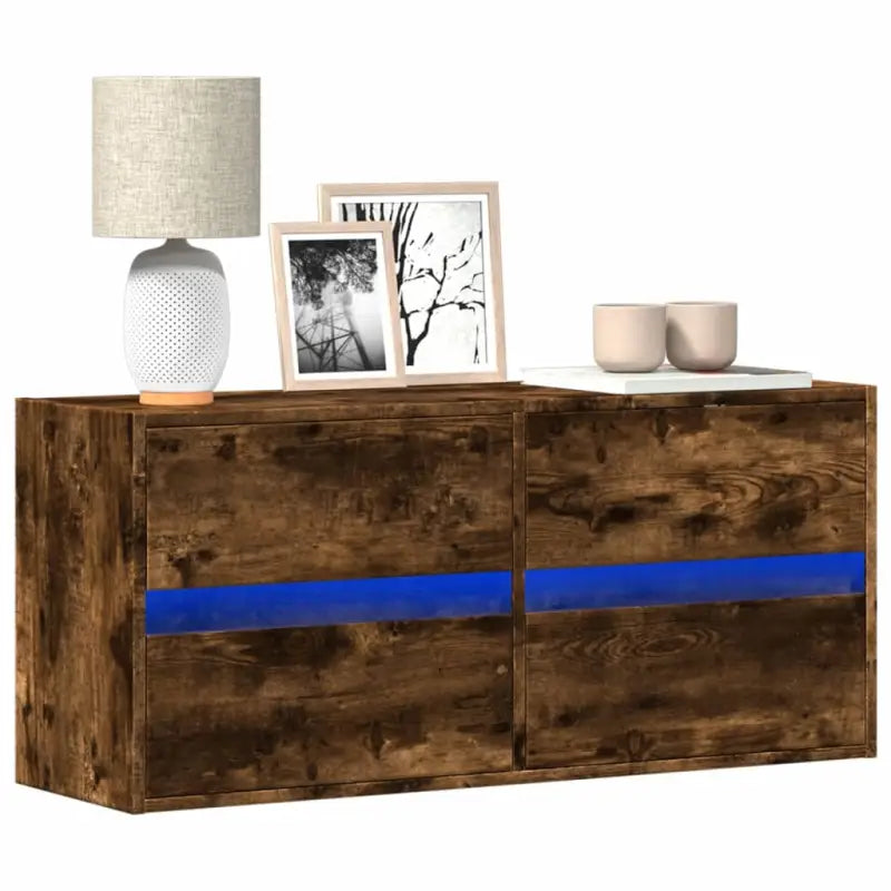 Tv-meubel van bewerkt hout in Sonoma Eiken voor duurzame opbergruimte - Gerookt eiken / 1 / 100 cm - Tv-meubels