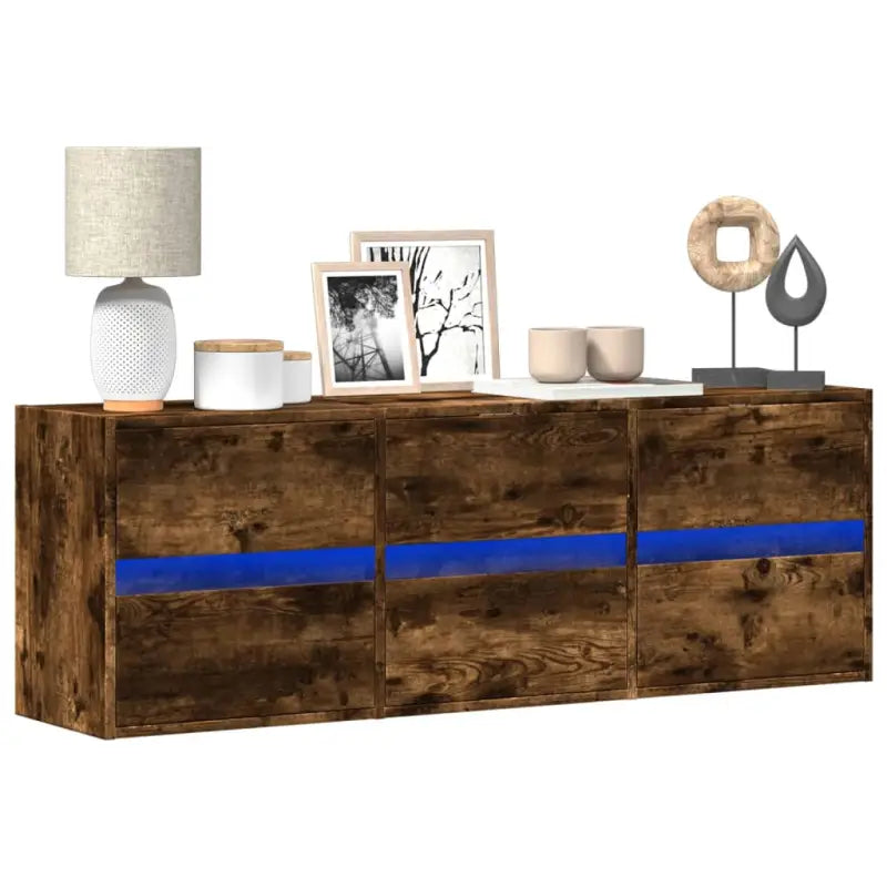 Tv-meubel van bewerkt hout in Sonoma Eiken voor duurzame opbergruimte - Gerookt eiken / 1 / 130 cm - Tv-meubels