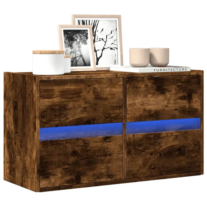 Tv-meubel van bewerkt hout in Sonoma Eiken voor duurzame opbergruimte - Gerookt eiken / 1 / 80 cm - Tv-meubels