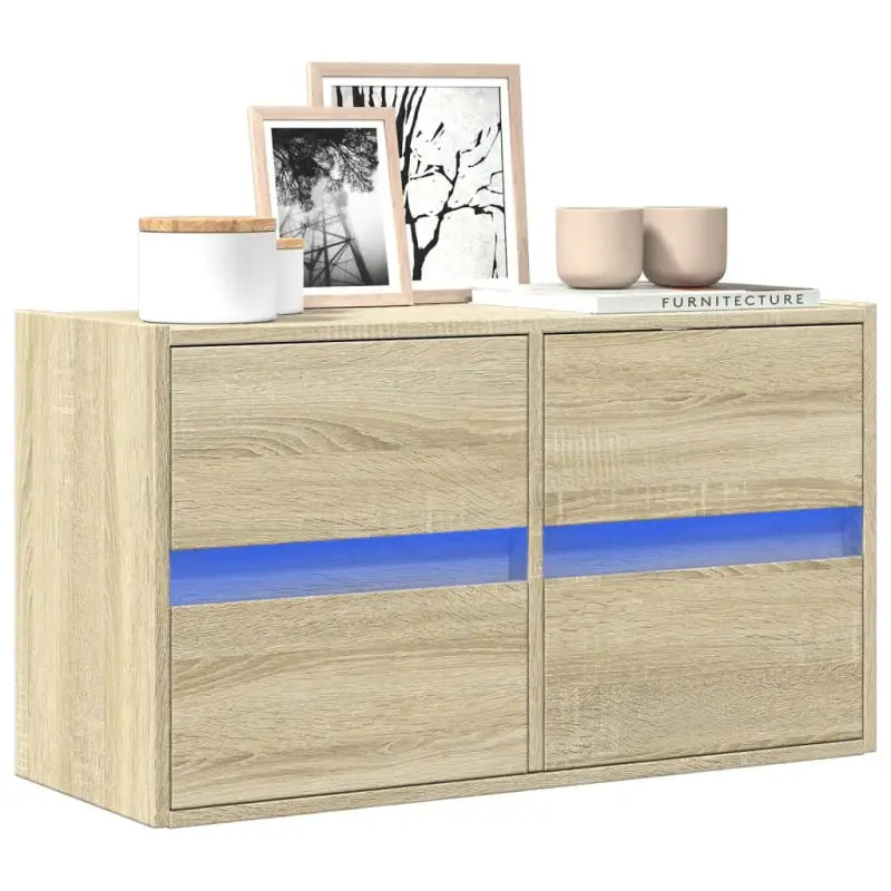 Tv-meubel van bewerkt hout in Sonoma Eiken voor duurzame opbergruimte - Sonoma eiken / 1 / 80 cm - Tv-meubels