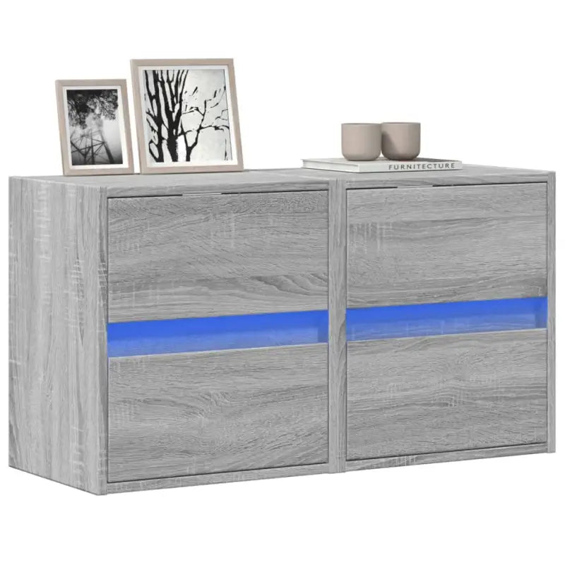 Tv-meubel van bewerkt hout in Sonoma Eiken voor duurzame opbergruimte - Grijs sonoma / 2 / 41 cm - Tv-meubels
