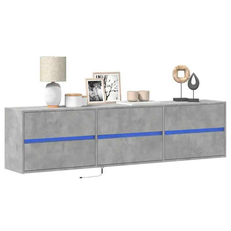 Tv-meubel van bewerkt hout in Sonoma Eiken voor duurzame opbergruimte - Betongrijs / 1 / 180 cm - Tv-meubels