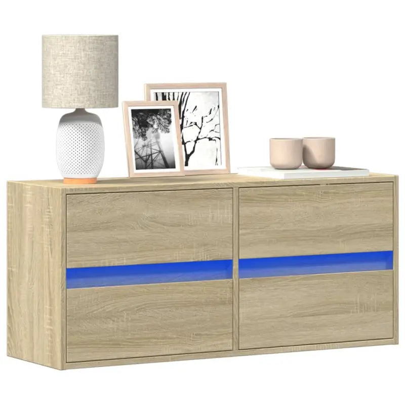 Tv-meubel van bewerkt hout in Sonoma Eiken voor duurzame opbergruimte - Sonoma eiken / 1 / 100 cm - Tv-meubels