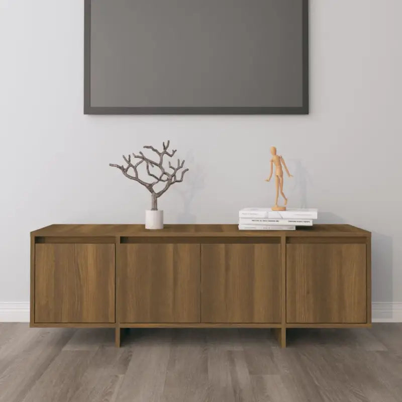 Tv-meubel van bewerkt hout met 4 deuren voor een stijlvolle woonkamer - bruin eikenkleur / 1 - Tv-meubels