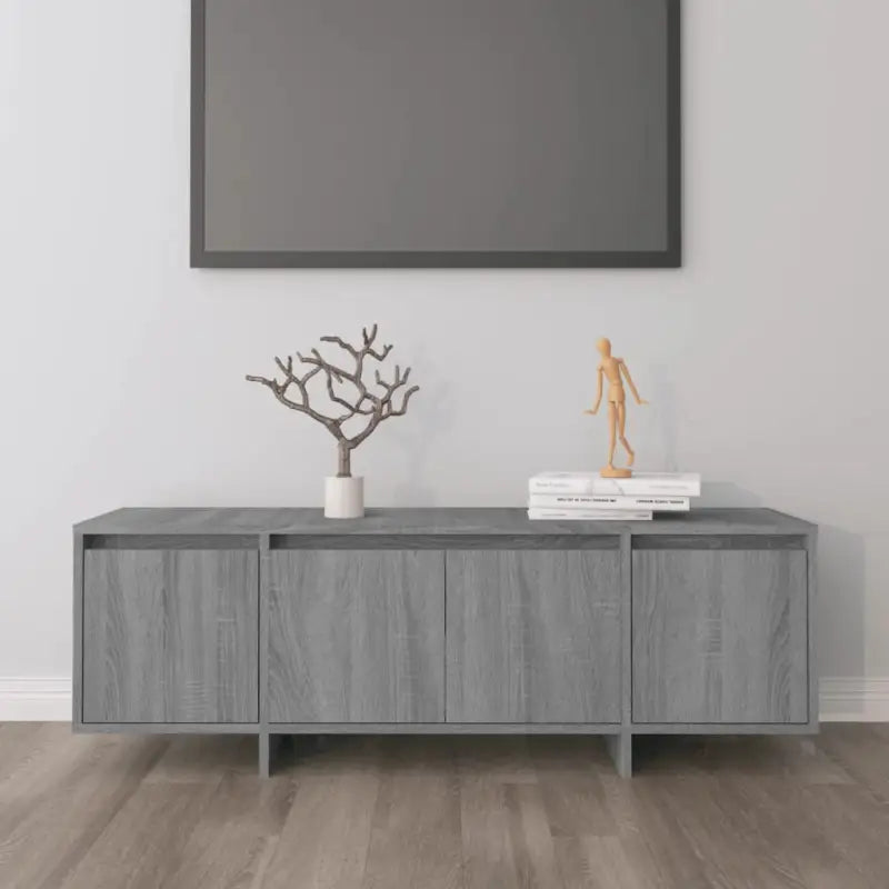 Tv-meubel van bewerkt hout met 4 deuren voor een stijlvolle woonkamer - Grijs sonoma / 1 - Tv-meubels