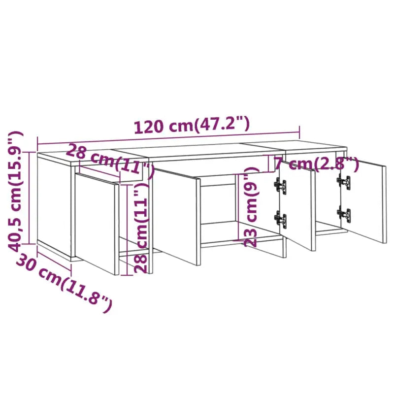 Tv-meubel van bewerkt hout met 4 deuren voor een stijlvolle woonkamer - Tv-meubels