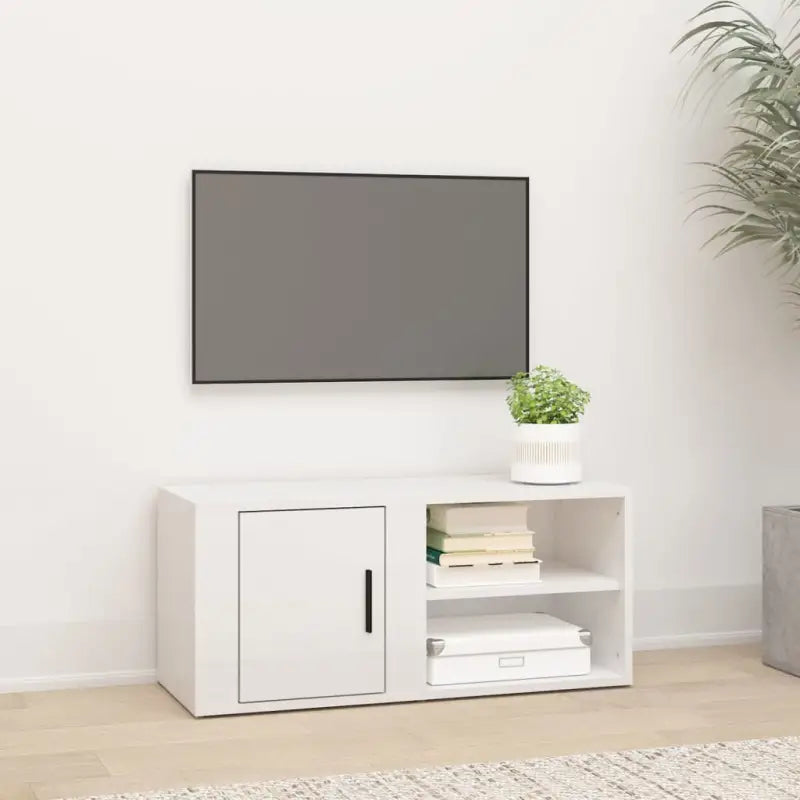 Tv-meubel van bewerkt hout met eigentijds en stevig design - Hoogglans wit / 1 - Tv-meubels