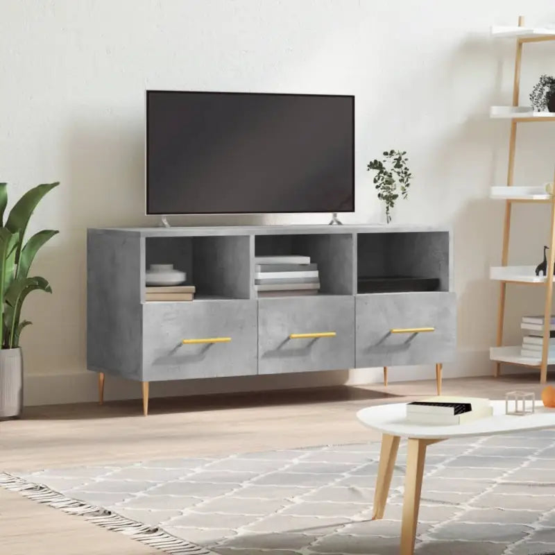 Tv-meubel van bewerkt hout met ijzeren poten en trendy design - Betongrijs / 1 - Tv-meubels
