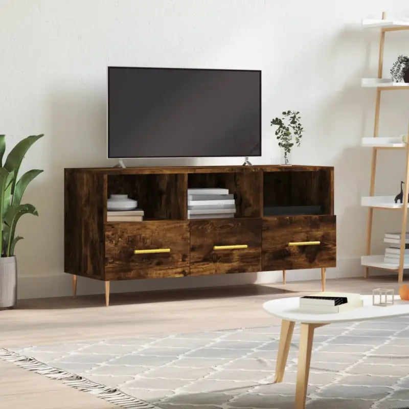 Tv-meubel van bewerkt hout met ijzeren poten en trendy design - Gerookt eiken / 1 - Tv-meubels