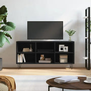 Tv-meubel van bewerkt hout met ijzeren poten en veel opbergruimte - Zwart / 1 - Tv-meubels