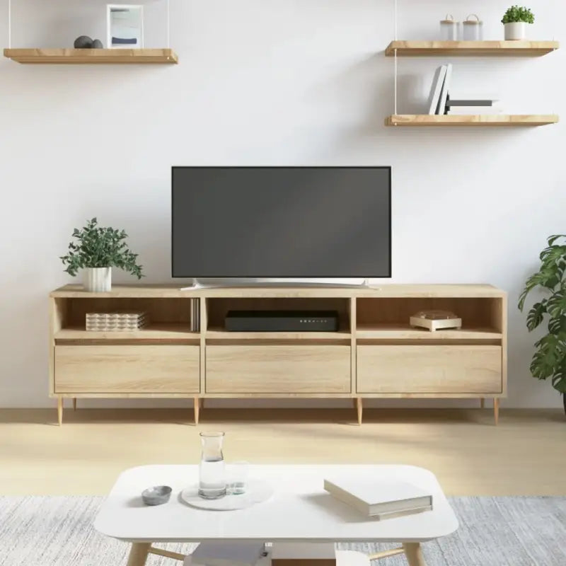 Tv-meubel van bewerkt hout met ijzeren poten en veel opbergruimte - Sonoma eiken / 1 - Tv-meubels