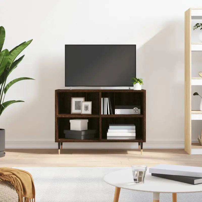 Tv-meubel van bewerkt hout met ijzeren poten en veel opbergruimte - bruin eikenkleur / 1 - Tv-meubels