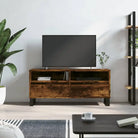 Tv-meubel van bewerkt hout met ijzeren poten en veel opbergruimte - Gerookt eiken / 1 - Tv-meubels