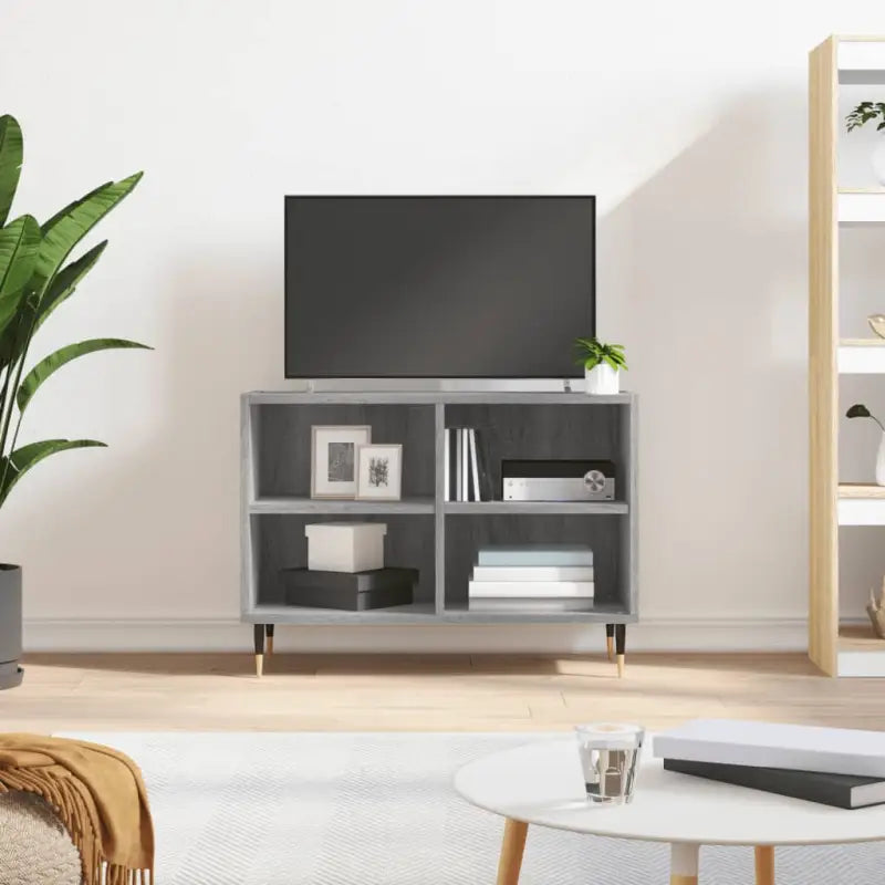 Tv-meubel van bewerkt hout met ijzeren poten en veel opbergruimte - Grijs sonoma / 1 - Tv-meubels