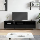 Tv-meubel van bewerkt hout met ijzeren poten en veel opbergruimte - Zwart / 1 - Tv-meubels