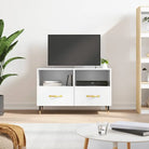 Tv-meubel van bewerkt hout met ijzeren poten in Sonoma Eiken design - Hoogglans wit / 1 - Tv-meubels