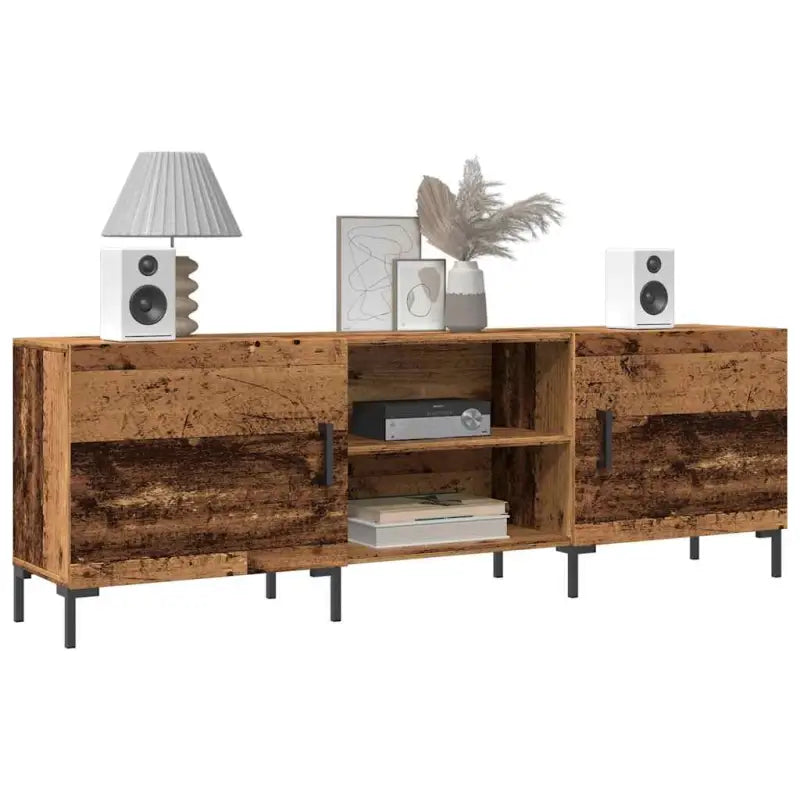 Tv-meubel van bewerkt hout met ijzeren poten voor een trendy uitstraling - Oud hout / 1 - Tv-meubels