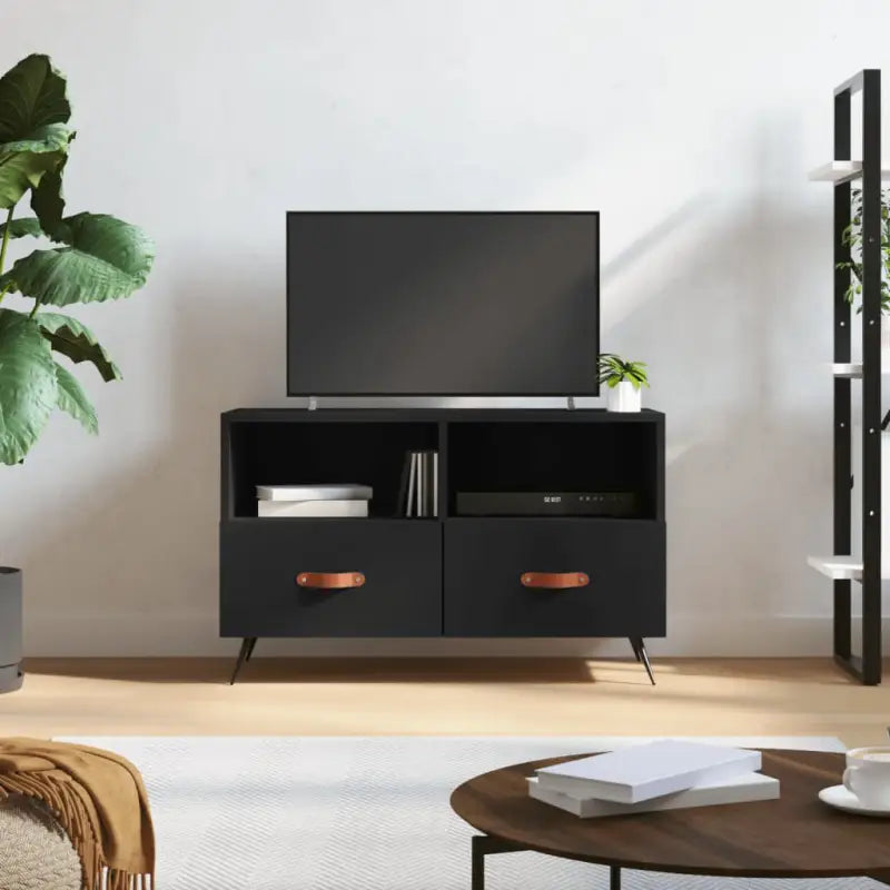 Tv meubel van bewerkt hout met ijzeren poten voor een trendy uitstraling - Zwart / 1 - Tv-meubels