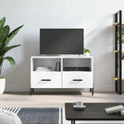 Tv-meubel van bewerkt hout met ijzeren poten voor een trendy uitstraling - Wit / 1 - Tv-meubels