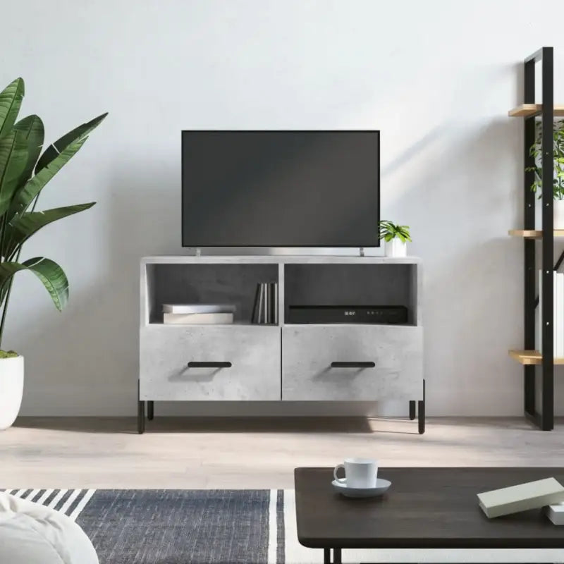 Tv-meubel van bewerkt hout met ijzeren poten voor een trendy uitstraling - Betongrijs / 1 - Tv-meubels