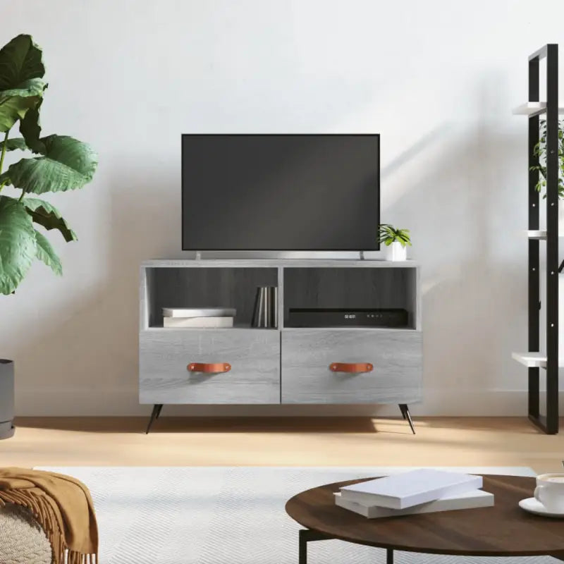 Tv meubel van bewerkt hout met ijzeren poten voor een trendy uitstraling - Grijs sonoma / 1 - Tv-meubels