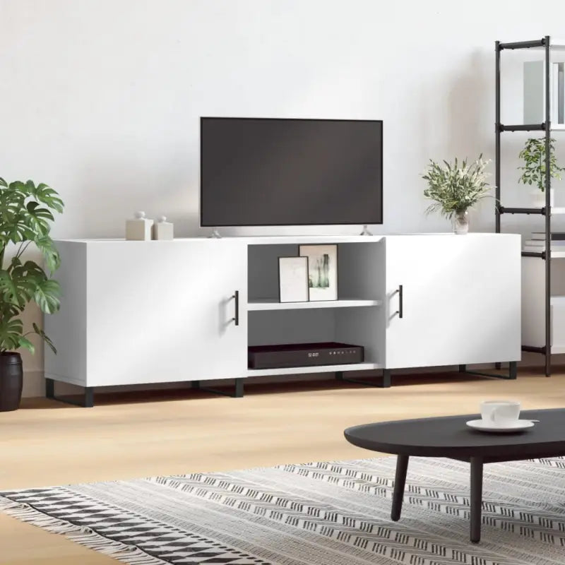Tv-meubel van bewerkt hout met ijzeren poten voor een trendy kamer - Wit / 1 - Tv-meubels