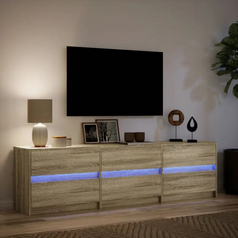 Tv-meubel van bewerkt hout met LED-verlichting en stevig ontwerp - Tv-meubels
