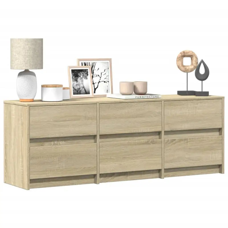 Tv-meubel van bewerkt hout met LED-verlichting en stevig ontwerp - Sonoma eiken / 1 / 140 cm - Tv-meubels